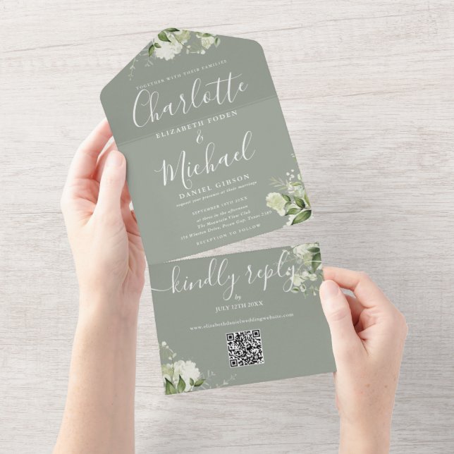 Script de QR Code de Verde Folhagem Casamento Verd (Aba destacável)