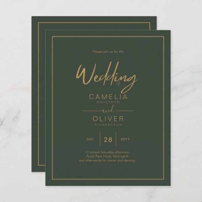 Script de Texto Dourado BUDGET Moderno Elegante (Frente/Verso)