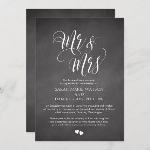 Script do Sr & Sra. Convite de casamento Chalkboar