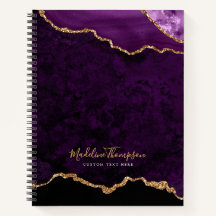 Script Dourado de Geode Agate de Velvet Roxo Glam