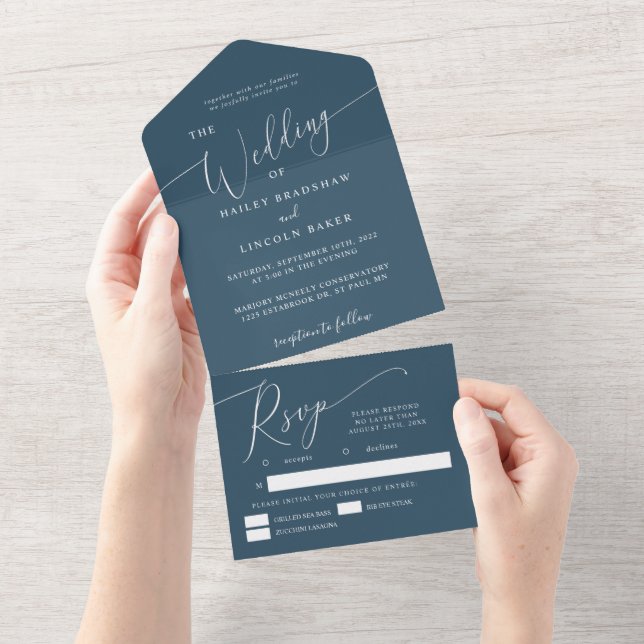 Script Elegante De Casamento Mínimo Teal (Aba destacável)