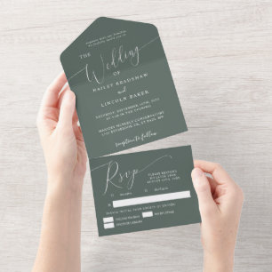 Script Elegante de Casamento Mínimo Verde