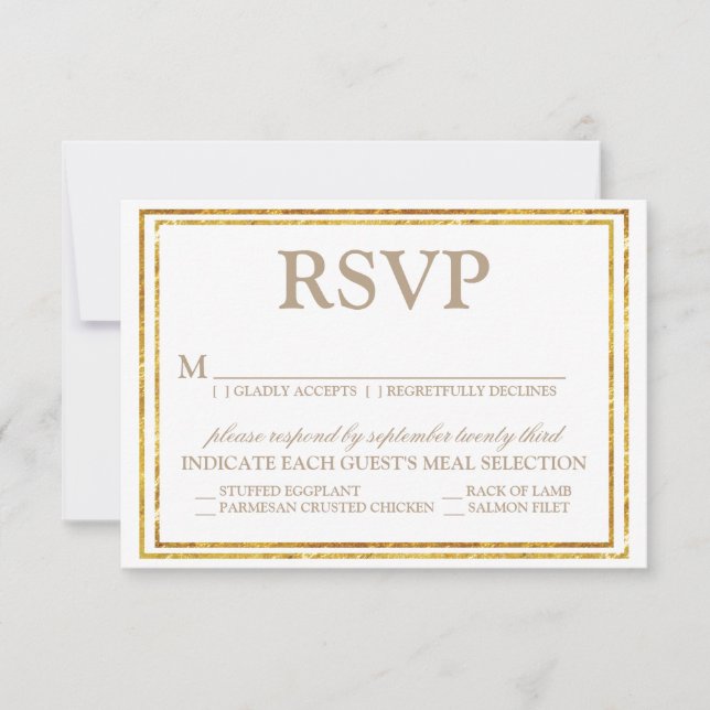 Script Elegante e RSVP de Casamento de Fronteira D (Frente)