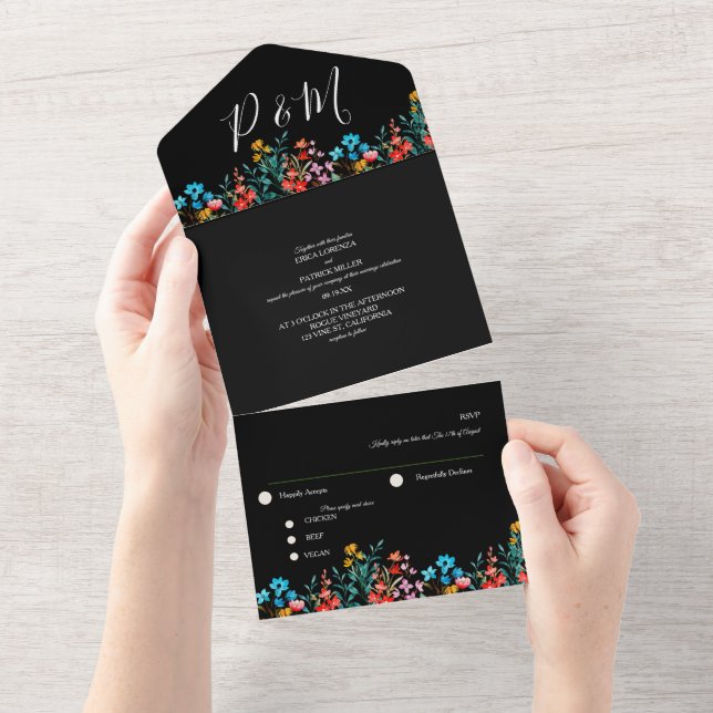 Script Elegante Floral Minimalista Preto (Aba destacável)