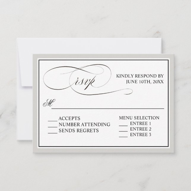 Script Elegante floresce RSVP com qualquer cor (Frente)