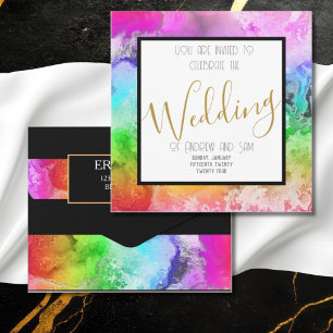 Script Elegante Minimalista do Rainbow Ink Black