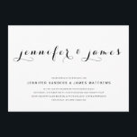 Script Elegante Simples | Convite para casamento m<br><div class="desc">Para casais que querem um simples e elegante design de convite para casamento. Elke Clarke © A design apresenta os nomes da noiva e noiva em uma letra elegante. Mostrado em preto e branco, mas pode ser personalizado para as cores do seu casamento para o texto e fundo. Adicione qualquer...</div>