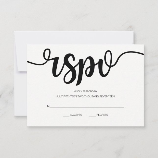 Script elegante simples | Placas RSVP de Casamento (Frente)