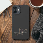 Script Feminino Dourado Preto Moderno Monograma<br><div class="desc">Capas de iphone Monograma De Script Feminina Dourada Preta Moderna. Personalize facilmente esta capa de telefone elegante moderna com o seu monograma e nome personalizados.</div>