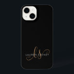 Script Feminino Dourado Preto Moderno Monograma<br><div class="desc">Capas de iphone Monograma De Script Feminina Dourada Preta Moderna. Personalize facilmente esta capa de telefone elegante moderna com o seu monograma e nome personalizados.</div>