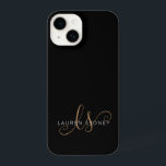 Script Feminino Dourado Preto Moderno Monograma<br><div class="desc">Capas de iphone Monograma De Script Feminina Dourada Preta Moderna. Personalize facilmente esta capa de telefone elegante moderna com o seu monograma e nome personalizados.</div>