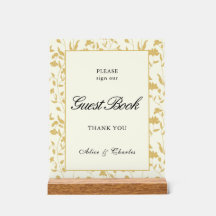 Script Floral Cream e Dourado Sinal do Livro de Co