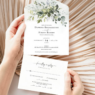 Script Greenery Tudo em Um Convite de casamento