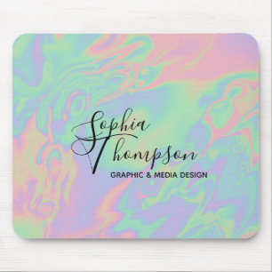 Script Holográfico Moderno Rainbow Pastel Mousepad