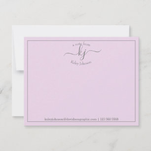 Script Lilac Simples Do Cartão De Nota