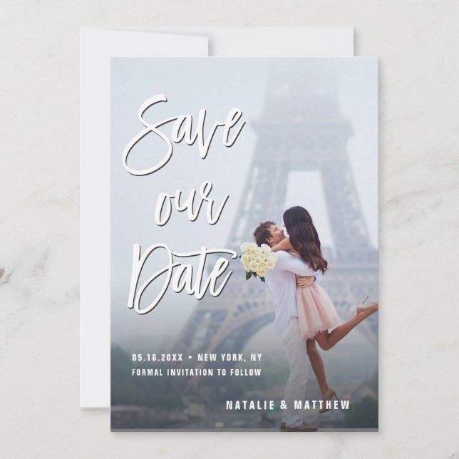 Script manuscrito branco Salvar nosso Cartão com f (Frente)