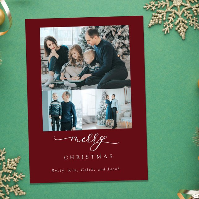 Script Mínimo Moderno 3 Foto Feliz Natal Vermelho (Criador carregado)