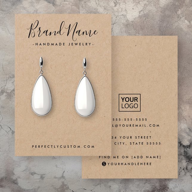 Script moderno Cartão de apresentação de brinco de (Modern script Kraft paper earring display card)