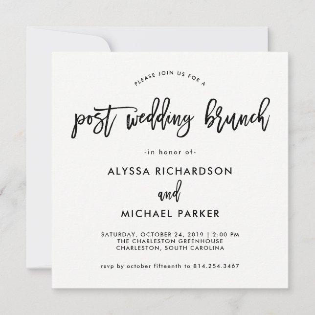 Script Moderno | Convite para posto Wedch Brunch (Frente)