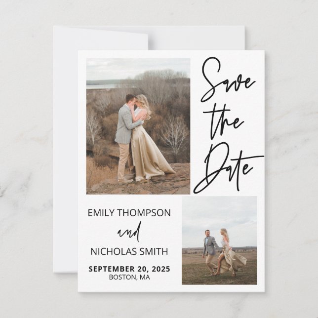 Script Moderno Salve o Cartão de Data com Duas Ima (Frente)