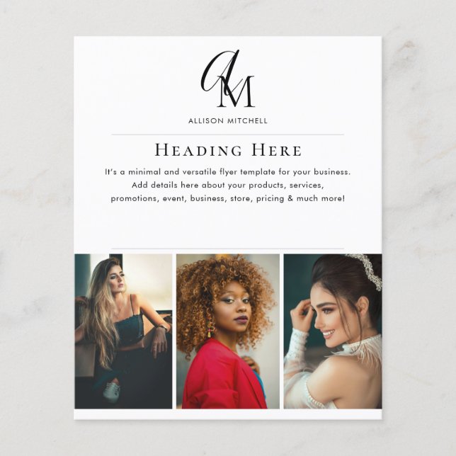 Script Monogram Business Photo QR Code Flyer (Frente)