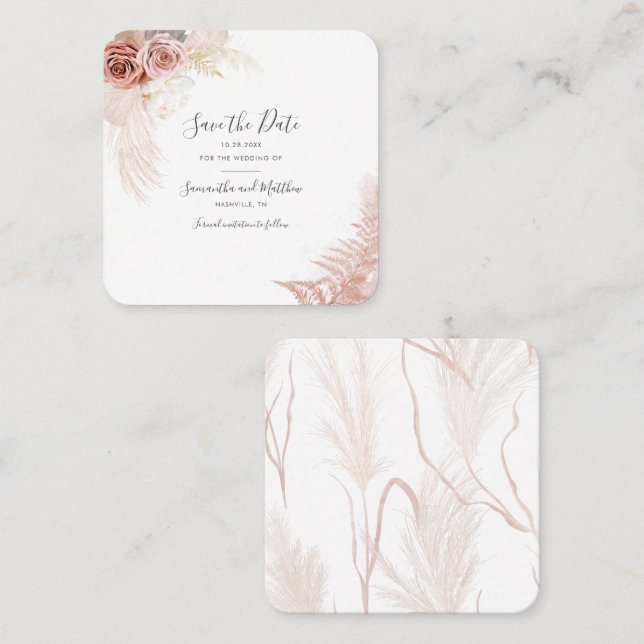 Script Pampas Grass Terracotta Salve o Cartão de D (Frente/Verso)