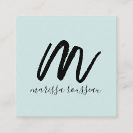 Script Pincel Preto Nome Inicial Cartão Azul de Ch