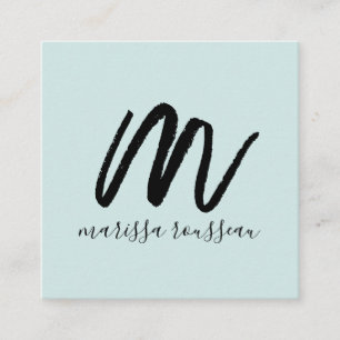 Script Pincel Preto Nome Inicial Cartão Azul de Ch