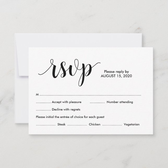 Script Rustic, Cor de fonte preta, RSVP de Casamen (Frente)