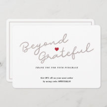 Script simples com coração - Cartões de agradecime