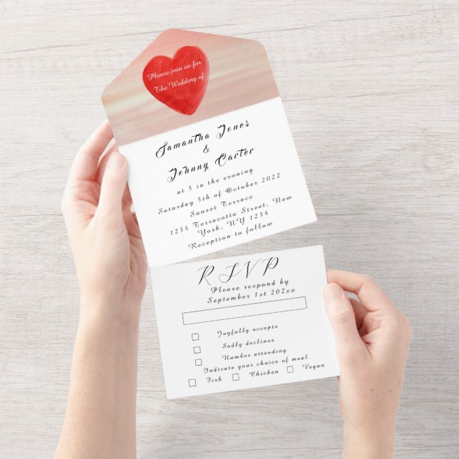 Script Simples De Casamento Rustic Red Heart (Tearaway)