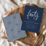 Script simples na moda aniversário de 40 anos eleg<br><div class="desc">Simples na moda aniversário de 40 anos,  simples,  script elegante e aniversário de 40 anos geométrico. Padrão geométrico moderno do dorso. Parte de uma coleção. A cor pode ser alterada.</div>