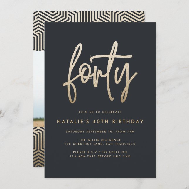 Script simples na moda aniversário de 40 anos eleg (Frente/Verso)