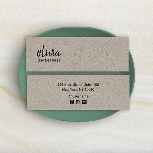 Script Stud Earring  Kraft Display Card