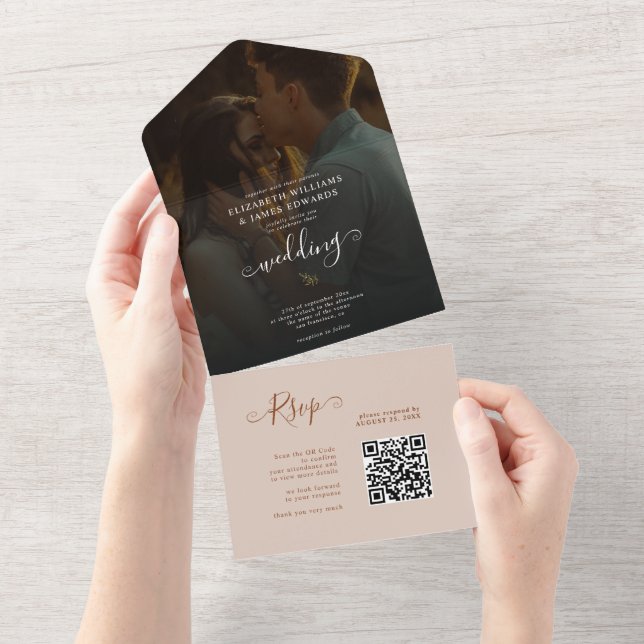 Script Terracotta Bohemian Wedding RSVP Código QR (Tearaway)