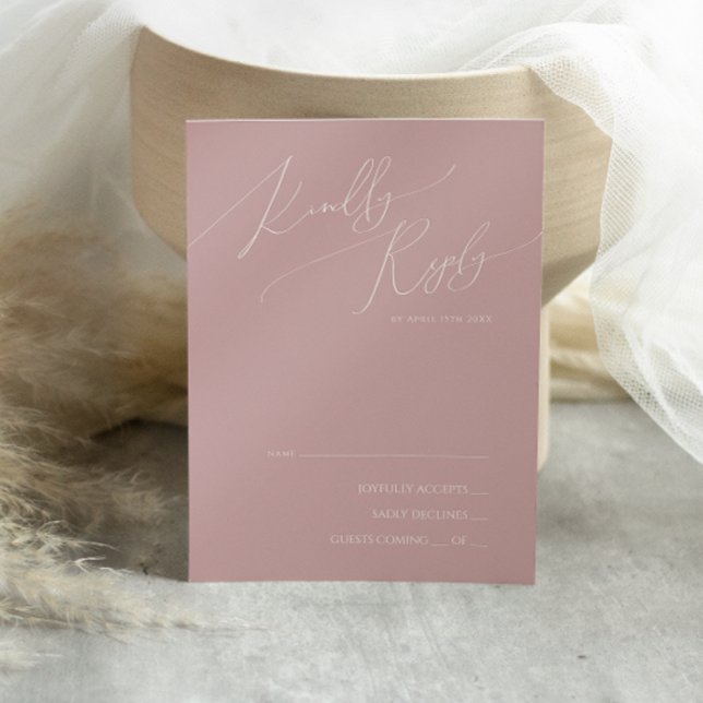 Script Whimsical | Placa RSVP Rosa Dusty (Criador carregado)