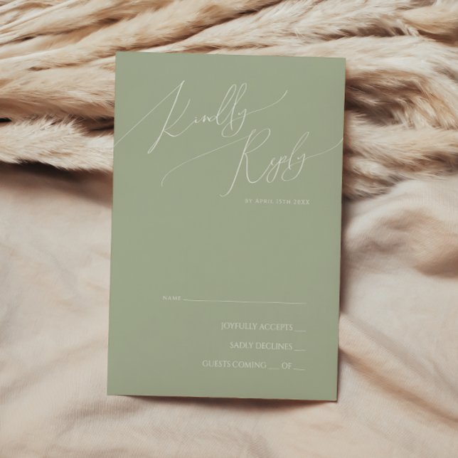Script Whimsical | Placa RSVP Verde Sage (Criador carregado)
