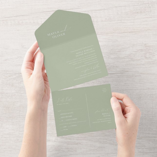 Script Whimsical | Sage Green Seal e Send (Tearaway)