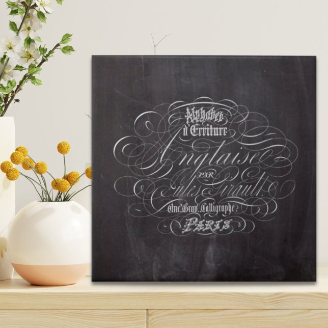 Scripts Franceses do Quartel russa de Paris (Paris rustic country chalkboard French Scripts Tile)