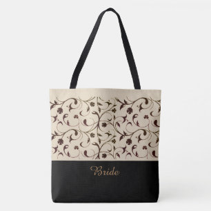 Scrolls Noiva Tote Bag Beige & Brown