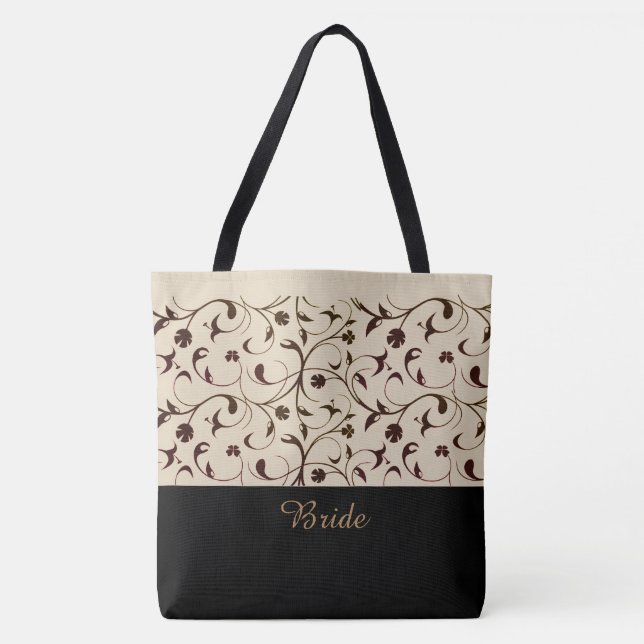 Scrolls Noiva Tote Bag Beige & Brown (Frente)