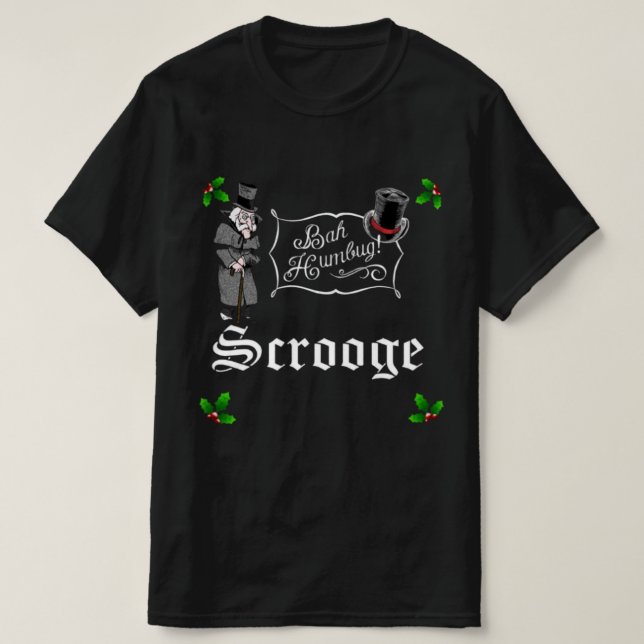 SCROOGE Bah Humbug Na Camisa De Natal (Frente do Design)
