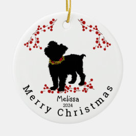 Scruffy Mutt Berry Feliz Ornamento de Natal