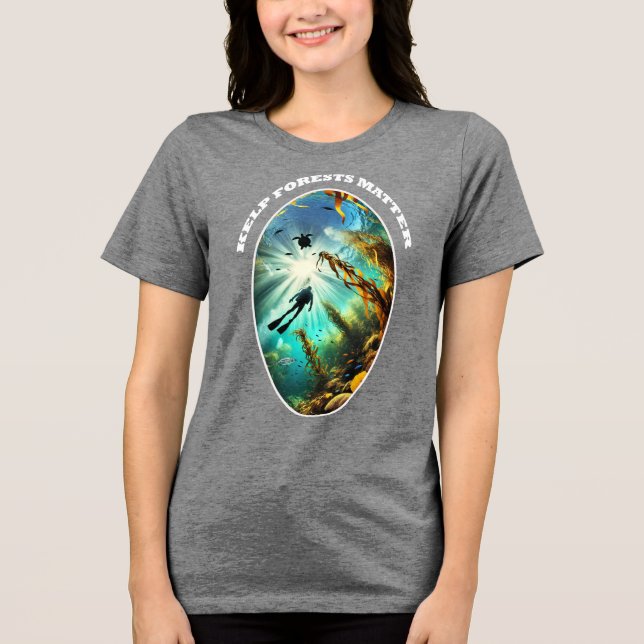 SCUBA Diver Silhouette with Turtle, Fish, and Kelp (Frente)