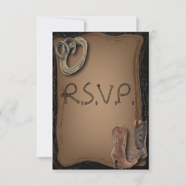 se casando botas de cowboy western RSVP de casamen (Frente)
