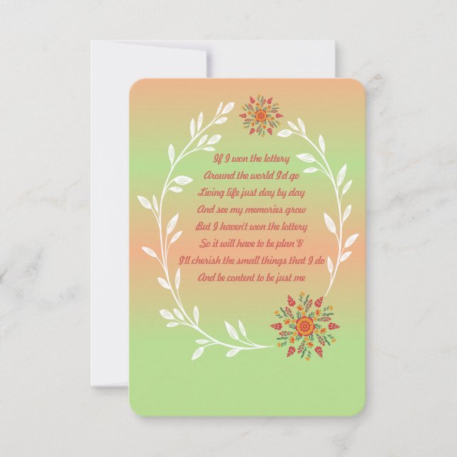 Se eu ganhar o poema da loteria (Frente)