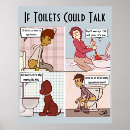 Se Os Banheiros Pudessem Falar Poster Azul Pálido