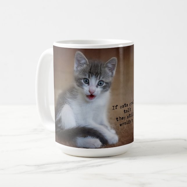 Se os gatos conseguissem falar caneca de gato (Frente Esquerda)