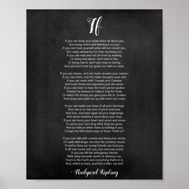 Se Poema de Rudyard Kipling Poster preto e branco (Frente)