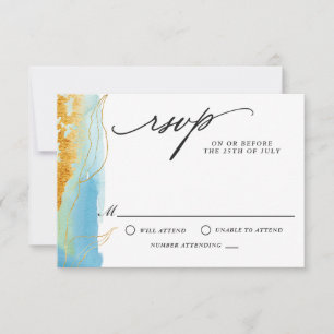 Sea and Sand Modern Watercolor Weding RSVP